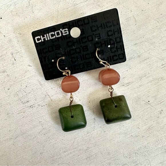 Chico's Jewelry - Chico’s Diadora green and orange drop earrings